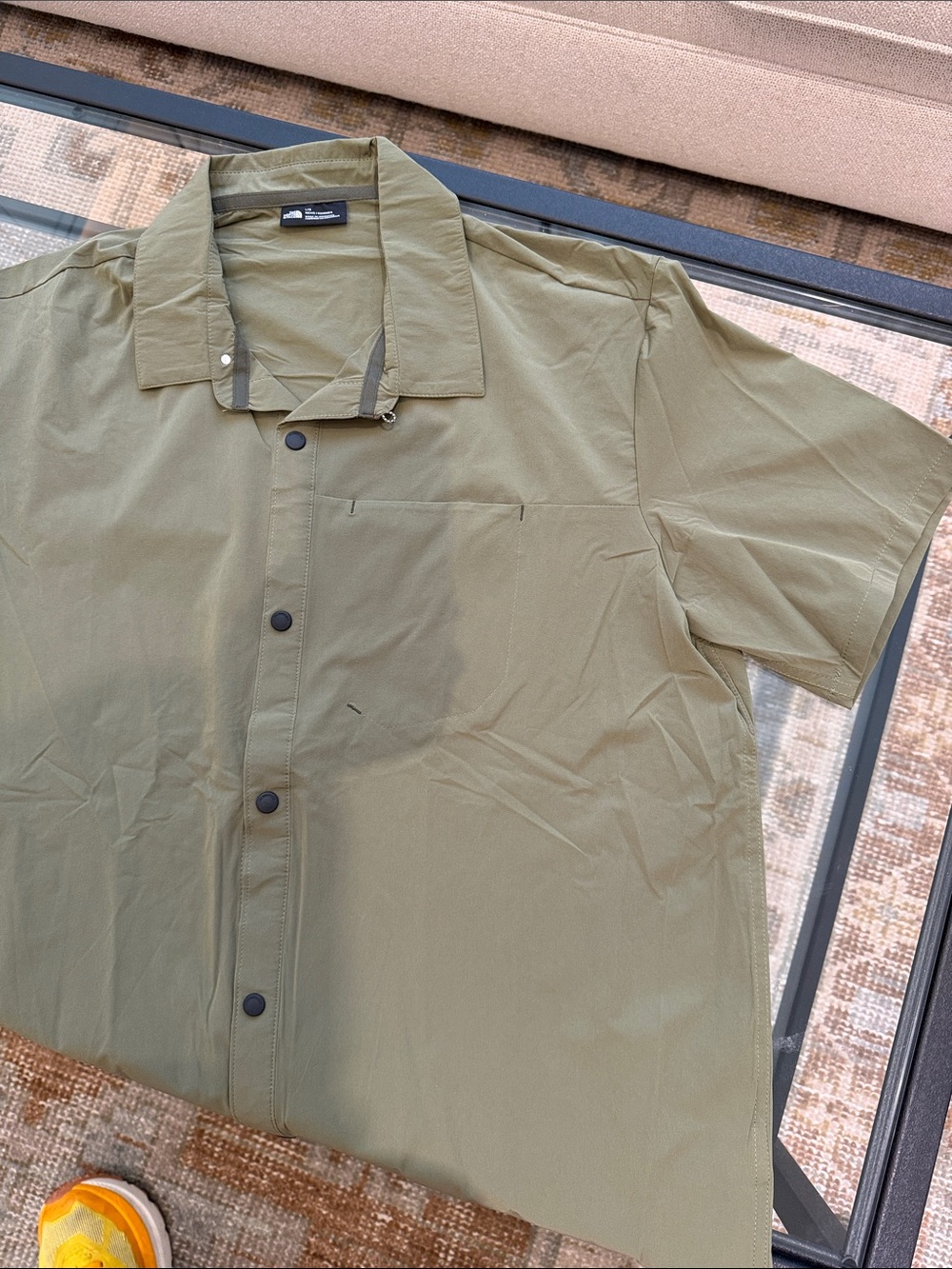 Lightweight North Face Olive Green Short-Sleeve Shirt